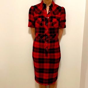 D & G Red Plaid Wool Dress size 38